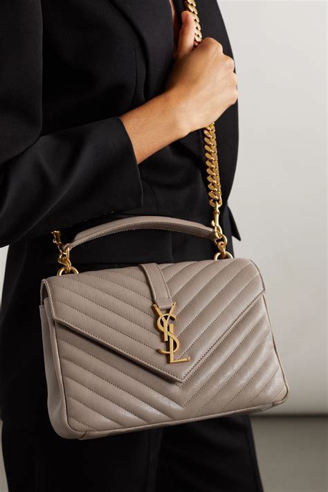 sac ysl college gris|SAINT LAURENT College Medium Chain quilted leather shoulder .